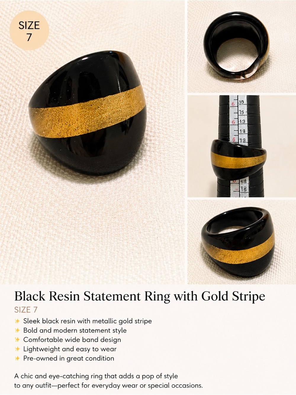 Black statement ring